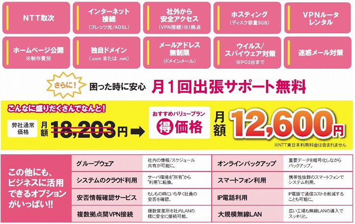 おすすめバリュープランのサービス内容